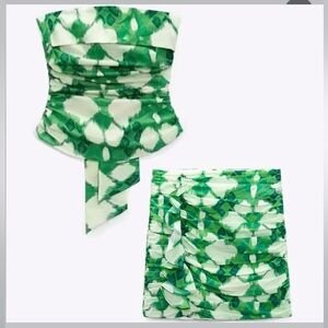 Zara green printed set